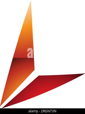 Icona Letter L lucida arancione e rosso con triangoli su sfondo bianco Illustrazione Vettoriale