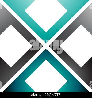 Icona a forma di X quadrata con freccia lucida verde persiana e nero su sfondo bianco Illustrazione Vettoriale