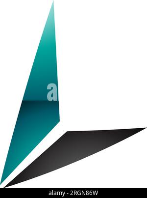 Icona lettera L lucida verde persiano e nero con triangoli su sfondo bianco Illustrazione Vettoriale
