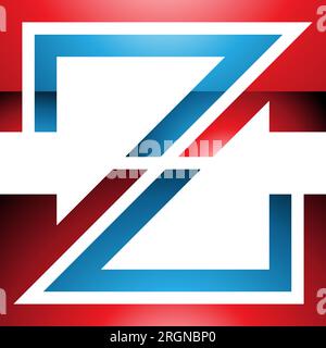 Icona lettera Z a strisce lucide rosse e blu su sfondo bianco Illustrazione Vettoriale