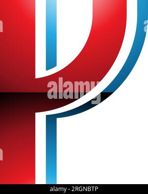 Icona a forma di lettera Y a strisce lucide rosse e blu su sfondo bianco Illustrazione Vettoriale