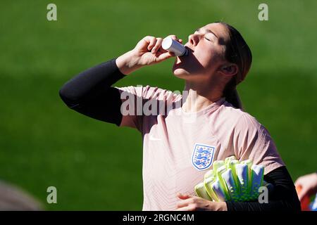 L'inglese Mary Earps durante una sessione di allenamento al Central Coast Stadium, Gosford, Australia. Data immagine: Venerdì 11 agosto 2023. Foto Stock