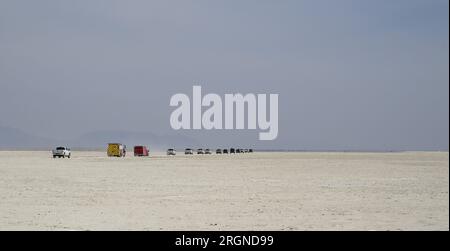 Boeing Orbital Flight test-2 Landing Mission Dress Rehearsal - i team Boeing e NASA partecipano a una prova di vestito missione per prepararsi all'atterraggio della navicella spaziale Boeing CST-100 Starliner a White Sands, New Mexico, lunedì 23 maggio 2022. Foto Stock