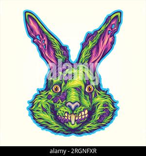 Bunny spettrali illustrazioni vettoriali di mostri zombie per il logo del tuo lavoro, maglietta di merchandising, adesivi e disegni di etichette, poster, annunci di biglietti d'auguri Illustrazione Vettoriale