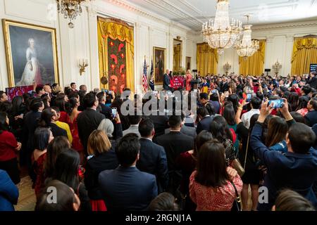 Reportage: Celebrazione del Capodanno lunare alla Casa Bianca (2023) - il presidente Joe Biden e la First Lady Jill Biden partecipano a una celebrazione del Capodanno lunare, giovedì 26 gennaio 2023 Foto Stock