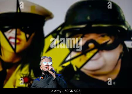 Gothenburg, Svezia. 10 agosto 2023. DEVO si esibisce al festival Way Out West di Slottsskogen a Gothenburg, Svezia, il 10 agosto 2023. Foto: Björn Larsson Rosvall/TT/code 9200 credito: TT News Agency/Alamy Live News Foto Stock