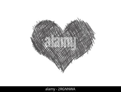 Cuore disegnato a mano isolato su sfondo bianco trasparente Foto Stock