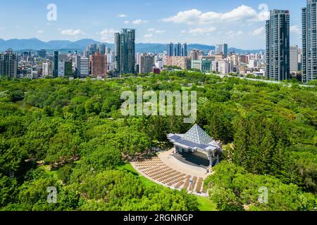 Vista aerea del Parco della Foresta di Daan nella città di Taipei, Taiwan Foto Stock