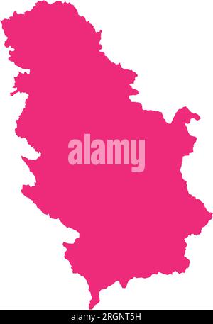 Mappa colore ROSA CMYK della SERBIA (con KOSOVO) Illustrazione Vettoriale