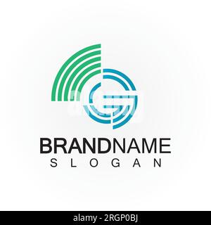 Modello di design logo Letter G Signal Connect Circle Wireless Internet WIFI Illustrazione Vettoriale