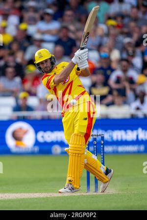 Lewis Gregory batté per Trent Rockets in the Hundred tra Trent Rockets e Northern Superchargers Foto Stock