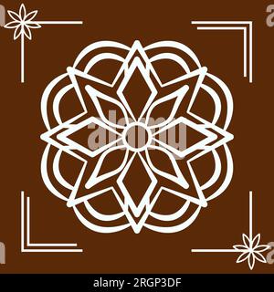 Libro colorante decorativo in stile etnico con taglio semplice della carta Mandala Design Illustrazione Vettoriale