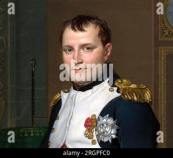 NAPOLEONE BONAPARTE (1769-1821) l'imperatore Napoleone nel suo studio alle Tuileries (dettaglio) di Jacques-Louis David, 1812. Foto Stock