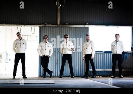 Gli alveari, Niklas Almqvist (Nicholaus Arson), Christian Grahn (Chris Dangerous), pelle Almqvist (Howlin pelle Almqvist), Mikael Karlsson (Vigilante ca Foto Stock