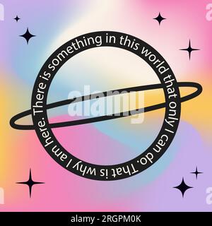 Scheda di conferma positiva. Citazione motivazionale su sfondo gradiente vivido. modello post social media y2k. C'è qualcosa in questo Illustrazione Vettoriale