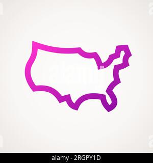 Mappa semplificata stilizzata degli Stati Uniti. Illustrazione Vettoriale
