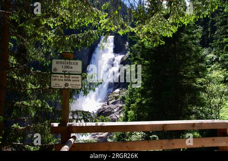 Cascate di Krimml, Austria, il punto panoramico Bergerblick sulle cascate. Foto Stock