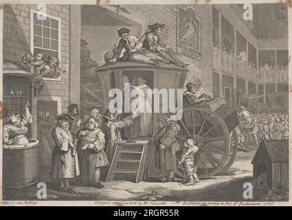 Stage Coach; o Country Inn Yard 1747 di William Hogarth Foto Stock