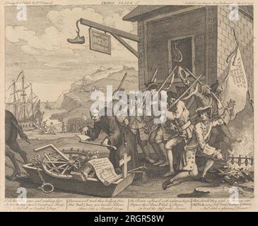 The Invasion, Plate i: France 1756 di William Hogarth Foto Stock