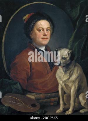 The Painter and His Pug (Autoritratto) 1745 di William Hogarth Foto Stock