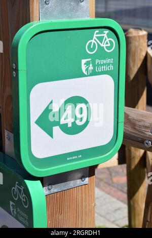 Segnaletica per il percorso ciclabile in Belgio Foto Stock