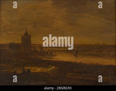 Gezicht op de Rijn bij Arnhem di Jan van Goyen Foto Stock