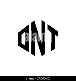 Logo ONT Letter con forma poligonale. Design con logo a forma di cubo e poligono ONT. Modello con logo vettoriale esagonale ONT in bianco e nero. Monogr. ONT Illustrazione Vettoriale