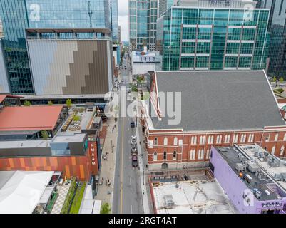 Nashville, Tennessee, Stati Uniti. 8 agosto 2023. Vista aerea del famoso Ryman Auditorium di Nashville, Tennessee. (Immagine di credito: © Walter G Arce Sr Grindstone medi/ASP) SOLO USO EDITORIALE! Non per USO commerciale! Foto Stock