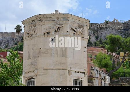 Tower of the Winds Monument, distretto di Plaka, Atene, Grecia Foto Stock