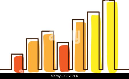 Grafico a barre aziendale Doodle disegno continuo a una linea. Illustrazione Vettoriale