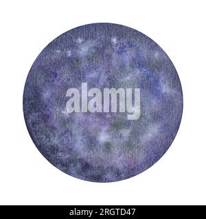 Sistema solare del pianeta mercurio. Clipart di spazio COSMOS . Disegnare a mano un'illustrazione ad acquerello isolata su sfondo bianco. Cartolina elemento di design, poster, l Foto Stock