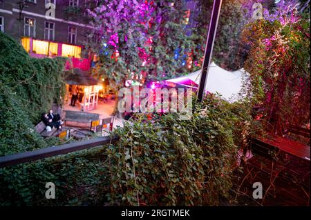 Berlino, Germania. 11 agosto 2023. Il Renate Garden in un tour del club con il motto "contro l'ulteriore costruzione della A100". Credito: Fabian Sommer/dpa/Alamy Live News Foto Stock