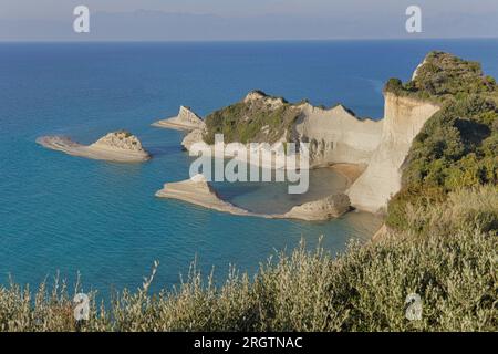 Costa di Capo Drastis a Dusk, Corfù Foto Stock
