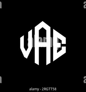 Logo VAE Letter con forma poligonale. Design del logo a forma di cubo e poligono VAE. Modello con logo vettoriale esagonale VAE in bianco e nero. VAE monogr Illustrazione Vettoriale