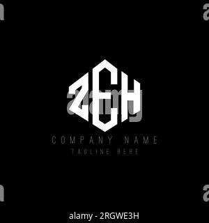 Logo ZEH Letter con forma poligonale. Design con logo a forma di cubo e poligono ZEH. Modello con logo vettoriale esagonale ZEH in bianco e nero. ZEH monogr Illustrazione Vettoriale