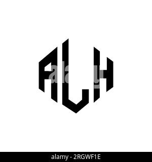 Logo ALH Letter con forma poligonale. Design con logo a forma di cubo e poligono ALH. Modello logo vettoriale esagonale ALH bianco e nero. ALH monogr Illustrazione Vettoriale