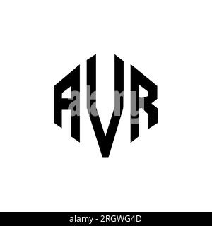 Logo AVR Letter con forma poligonale. Design del logo a forma di cubo e poligono avr. Modello con logo vettoriale esagonale AVR in bianco e nero. Monogr. Avr Illustrazione Vettoriale