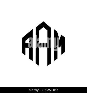 Logo AAM Letter con forma poligonale. Design con logo a forma di cubo e poligono AAM. Modello con logo vettoriale esagonale AAM in bianco e nero. AAM monogr Illustrazione Vettoriale