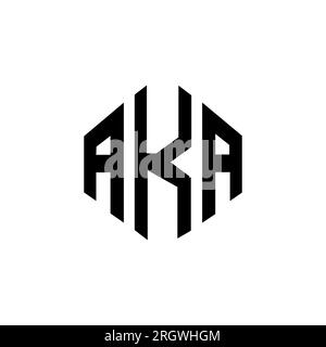 Logo a lettere con forma poligonale. Design con logo a forma di cubo e poligonale. Modello con logo vettoriale esagonale in bianco e nero. ALIAS monogr Illustrazione Vettoriale