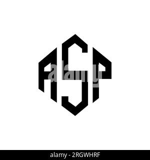 Logo ASP Letter con forma poligonale. Design del logo a forma di cubo e poligono ASP. Modello di logo vettoriale esagonale ASP colori bianco e nero. ASP monogr Illustrazione Vettoriale