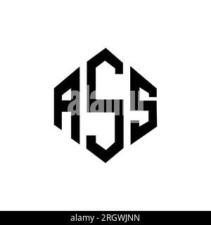 Logo AST Letter con forma poligonale. Design con logo a forma di cubo e poligono AST. Modello con logo vettoriale esagonale AST colori bianco e nero. Monogr. AST Illustrazione Vettoriale