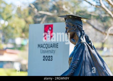 Sydney Aust 12 Aug 2023: I futuri studenti si sono riuniti oggi alla Macquarie University per il suo Open Day annuale. Agosto nel nuovo Galles del Sud è il mese aperto non ufficiale Foto Stock