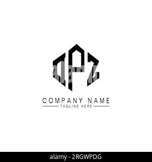 Logo DPZ Letter con forma poligonale. Design del logo a forma di cubo e poligono DPZ. Modello logo vettoriale esagonale DPZ colori bianco e nero. Monogr. DPZ Illustrazione Vettoriale