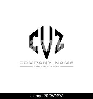 Logo CVZ Letter con forma poligonale. Design del logo a forma di cubo e poligono CVZ. Modello con logo vettoriale esagonale CVZ in bianco e nero. CVZ monogr Illustrazione Vettoriale