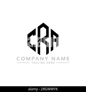Logo CRA Letter con forma poligonale. Design con logo a forma di cubo e poligono CRA. Modello con logo vettoriale esagonale CRA in bianco e nero. CRA monogr Illustrazione Vettoriale
