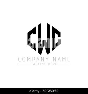Logo CWC Letter con forma poligonale. Design con logo a forma di cubo e poligono CWC. Modello con logo vettoriale esagonale CWC in bianco e nero. CWC monogr Illustrazione Vettoriale