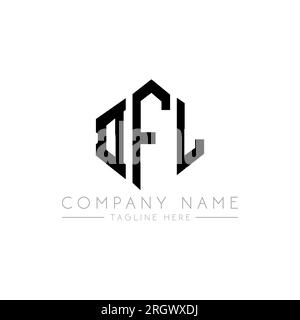 Logo DFL Letter con forma poligonale. Design con logo a forma di cubo e poligono DFL. Modello con logo vettoriale esagonale DFL bianco e nero. Monogr DFL Illustrazione Vettoriale