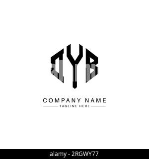 Logo DYB Letter con forma poligonale. Design con logo a forma di cubo e poligono DYB. Template logo vettoriale esagonale DYB colori bianco e nero. DYB monogr Illustrazione Vettoriale