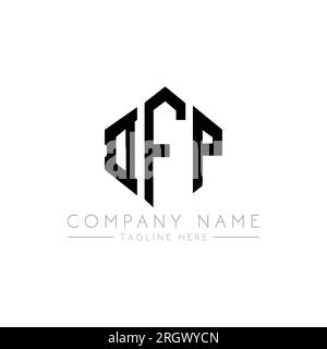 Logo DFP Letter con forma poligonale. Design del logo a forma di cubo e poligono DFP. Modello logo vettoriale esagonale DFP in bianco e nero. DFP monogr Illustrazione Vettoriale