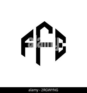 Logo FFE Letter con forma poligonale. Design con logo a forma di cubo e poligono FFE. Modello con logo vettoriale esagonale FFE in bianco e nero. FFE monogr Illustrazione Vettoriale